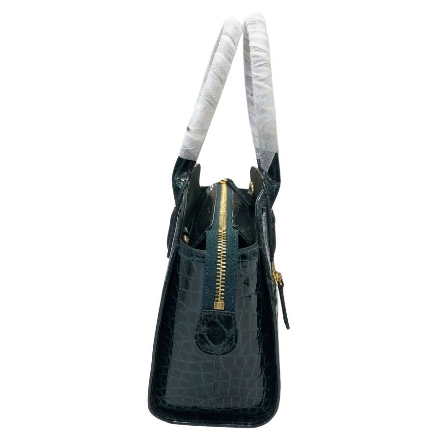 サンポー  クロコ ハンド ショルダーバッグ グリーン   三宝【AFE10】