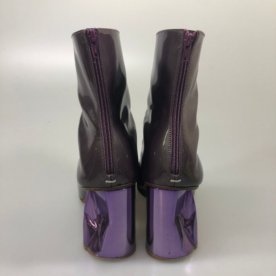 メゾン マルジェラ ブーツ ヒール 変形 メタリック ジップ 39WU0139 パープル サイズ41 レディース Maison Margiela 約26.0cm【AFC52】