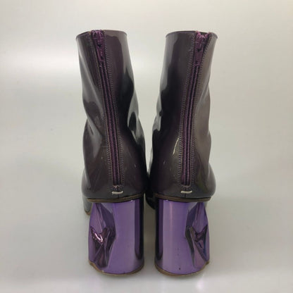 メゾン マルジェラ ブーツ ヒール 変形 メタリック ジップ 39WU0139 パープル サイズ41 レディース Maison Margiela 約26.0cm【AFC52】