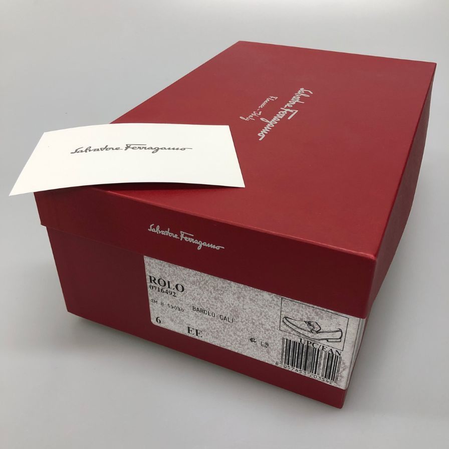 フェラガモ ビットローファー ゴールド メンズ ブラウン サイズ6EE Ferragamo 約24.5cm【AFD3】