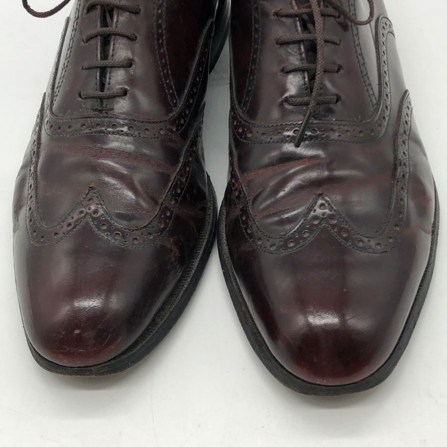 フローシャイム フルブローグ カーフ バーガンディ メンズ サイズ9F FLORSHEIM 約27.0cm【AFC2】