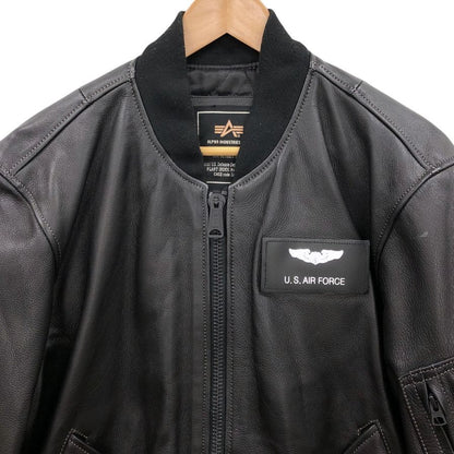 中古◆アルファ インダストリーズ レザージャケット ブラック メンズ M Alpha Industries 【AFG1】