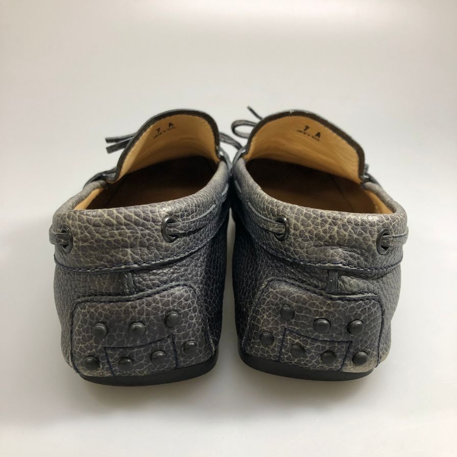 トッズ ドライビングシューズ シボ革 メンズ ネイビー サイズ7 TOD`S 約26.0cm【AFC47】