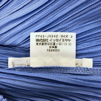 美品◆プリーツプリーズ イッセイミヤケ 半袖カットソー ブルー レディース サイズ3 PP43-JK542 PLEATS PLEASE ISSEY MIYAKE 【AFB43】
