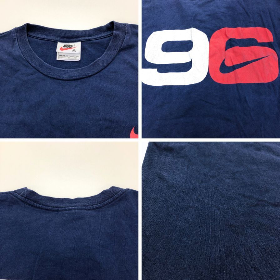 中古◆ナイキ Tシャツ バックプリント96 ナイキジャパン マレーシヤ製 メンズ サイズM ブルー NIKE 【AFB25】