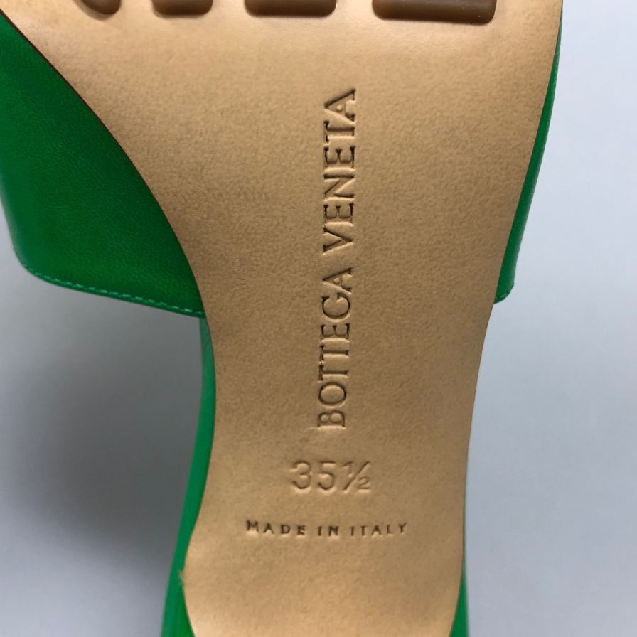 ボッテガヴェネタ パンプス ストレッチサンダル ミュール ラムレザー グリーン系 サイズ35.5 BOTTEGA VENETA 約22.5cm【AFD7】