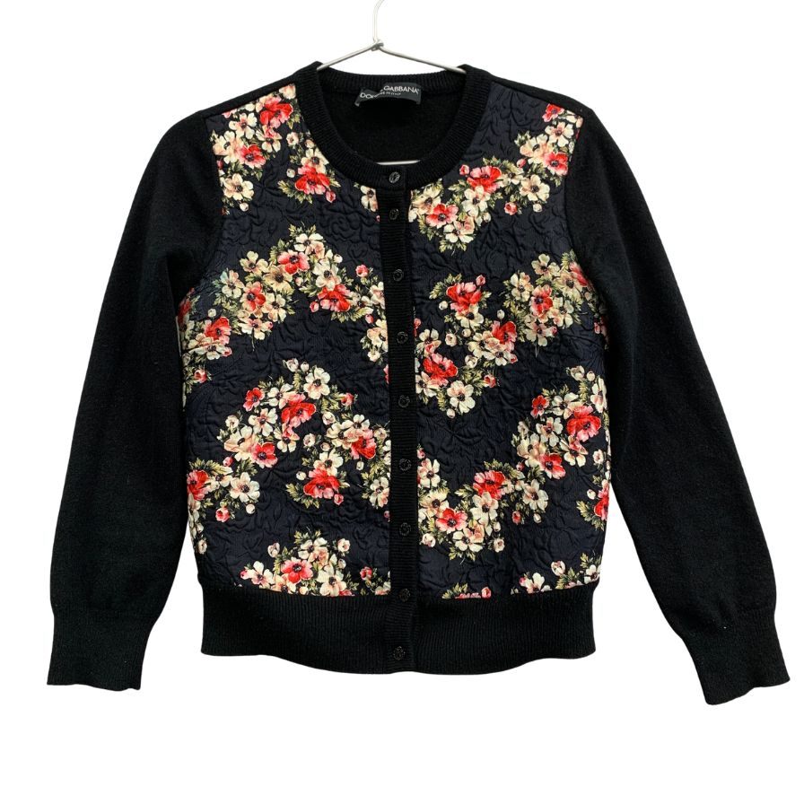 中古◆ドルチェ＆ガッバーナ アンサンブルニットカーディガン 花柄 レディース サイズ不明 ブラック Dolce & Gabbana 【AFB7】