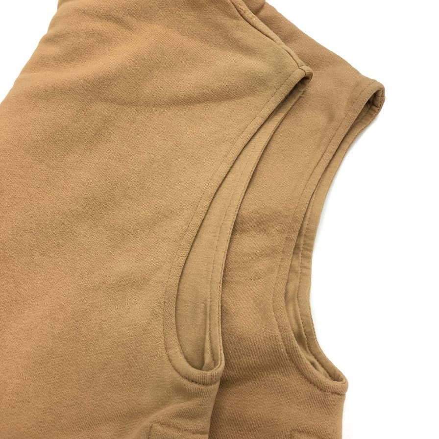 中古◆バルマン ノースリーブパーカー ジップアップ サイドロゴ ベージュ メンズ サイズXS BALMAIN 【AFB8】