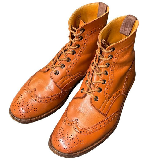 トリッカーズ レザーシューズ カントリーブーツ レースアップ モールトン M2508 メンズ ブラウン サイズUK7.5 Tricker's MALTON  約26.5cm【LA】【中古】