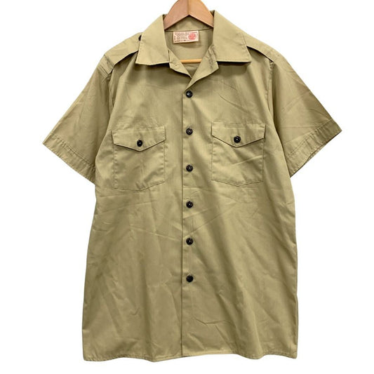 美品◆オフィシャルメンズシャツ ボーイスカウト シャツ 半袖 エポレット USA製 メンズ サイズM ベージュ系 OFFICIAL MEN'S SHIRT 【AFB44】