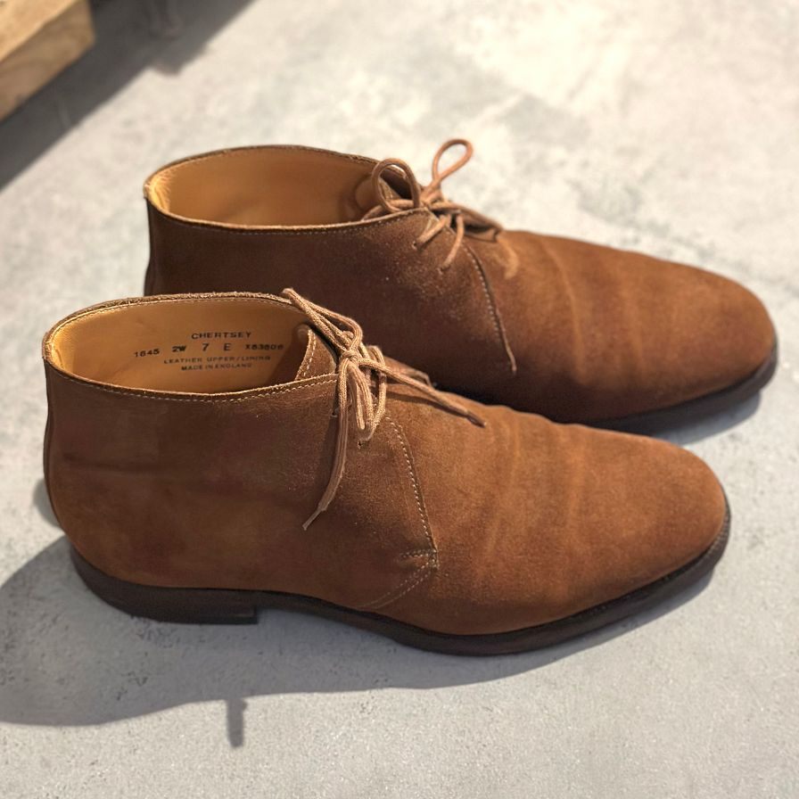 クロケット&ジョーンズ チャッカブーツ チャートシー スエード ライトブラウン メンズ サイズUK7E CROCKETT&JONES CHERTSEY ブーツ 約25.5cm【LA】【中古】