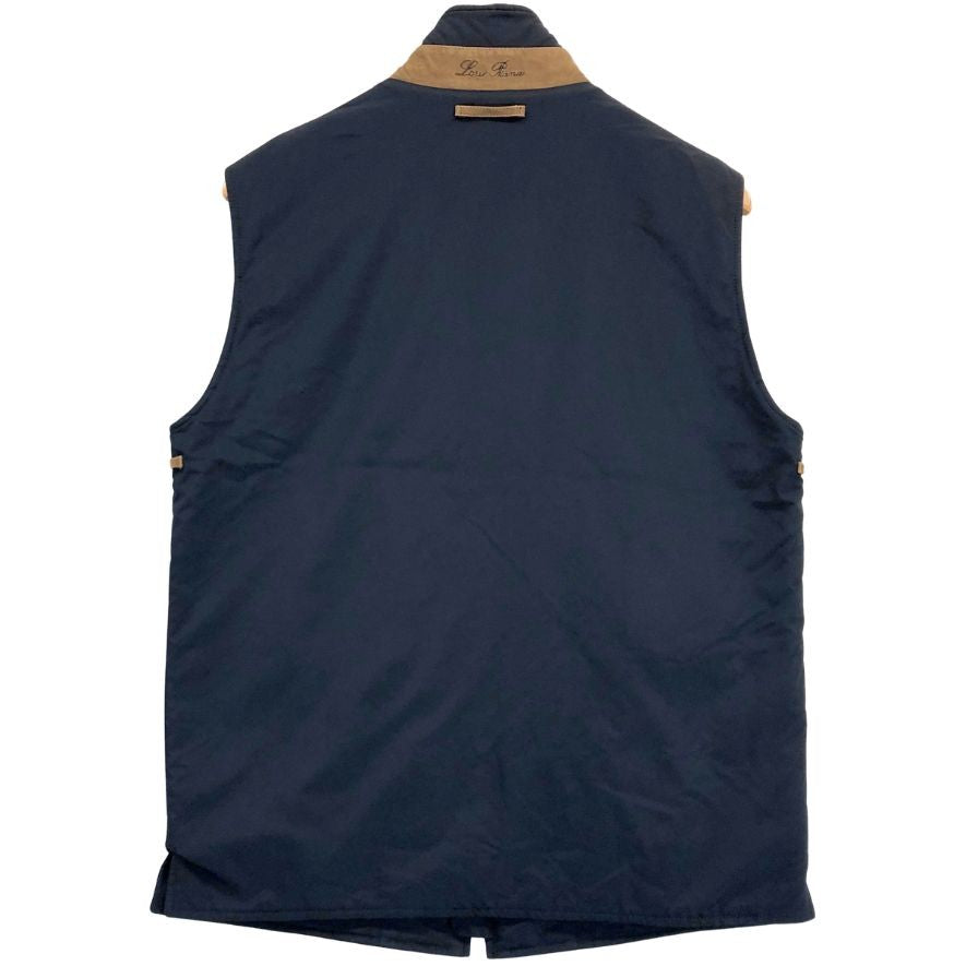 極美品◆ロロピアーナ ジップアップベスト ネイビー ナイロン カシミヤ混 サイズS Loro Piana 【AFB8】