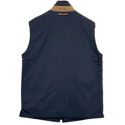 極美品◆ロロピアーナ ジップアップベスト ネイビー ナイロン カシミヤ混 サイズS Loro Piana 【AFB8】
