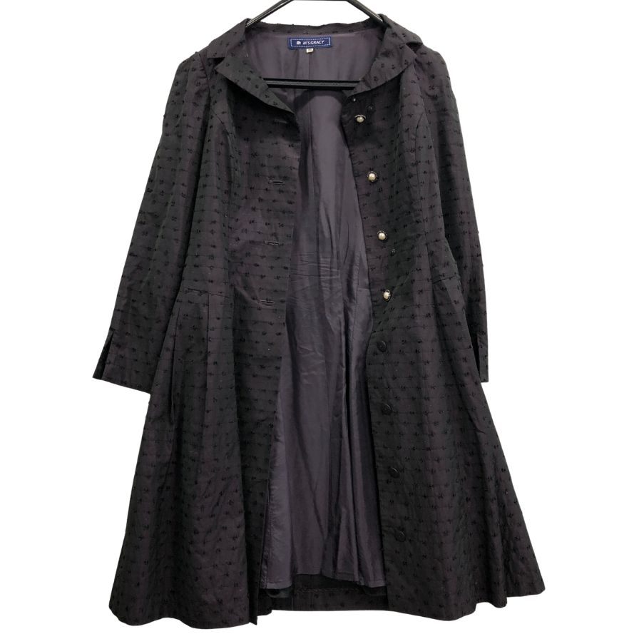 極美品◆エムズグレイシー 長袖ワンピース パールボタン ブラック レディース サイズ36 M'S GRACY 【AFB38】