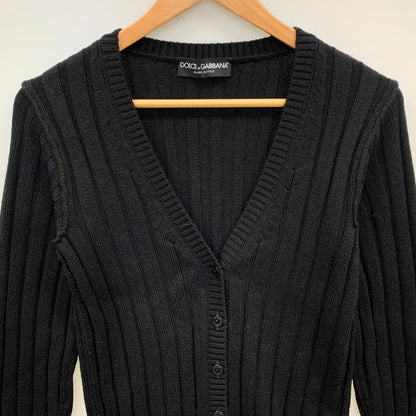 極美品◆ドルチェ&ガッバーナ カーディガン リブ ウール100% レディース サイズ40 ブラック DOLCE&GABBANA 【AFB3】