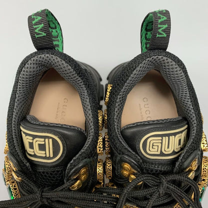 グッチ ローカットスニーカー ラインストーン ベルト ダッド 厚底 ブラック レディース サイズ35 GUCCI 約22.0cm【AFC32】