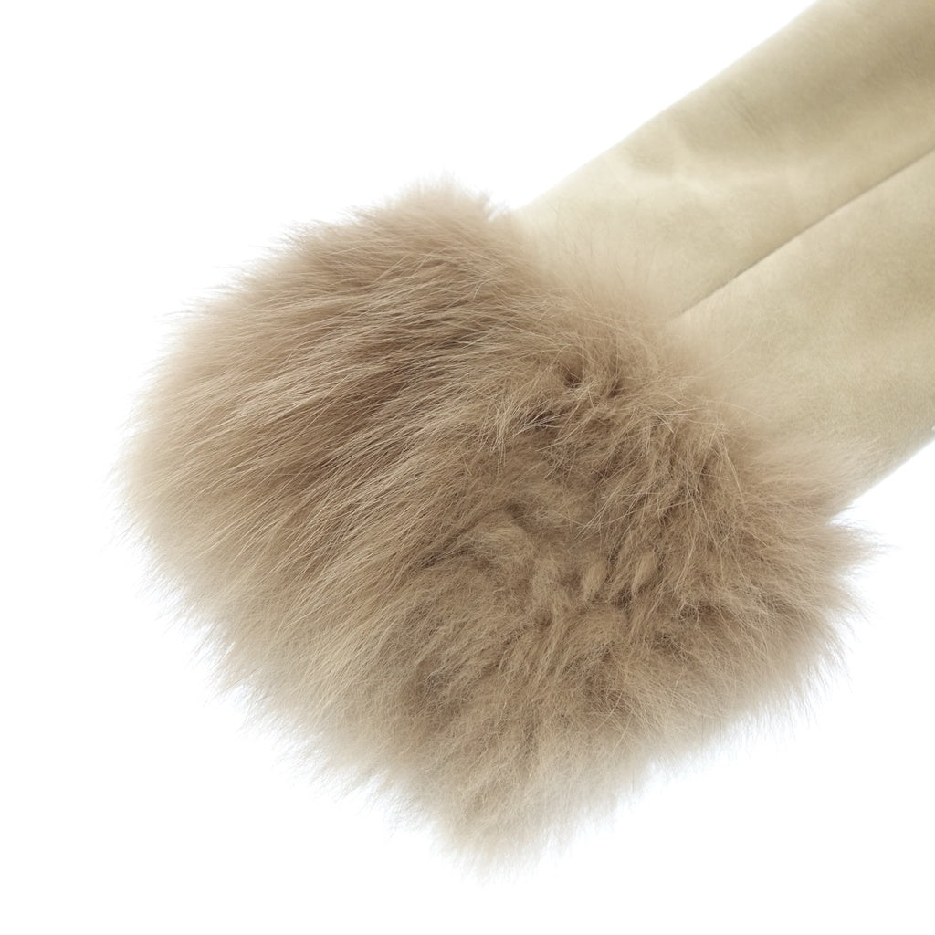 Good Condition◆Grace Continental Shearling Coat Fox Fur Ladies Size 36 Beige GRACE Continental [AFF23] 