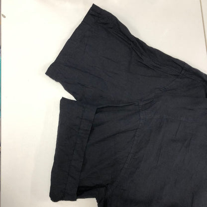 美品◆アントス スキッパー シャツ プルオーバー 半袖 リネン100% MADE IN JAPAN メンズ サイズ2 ブラック ANTOS. TOKYO 【AFB46】