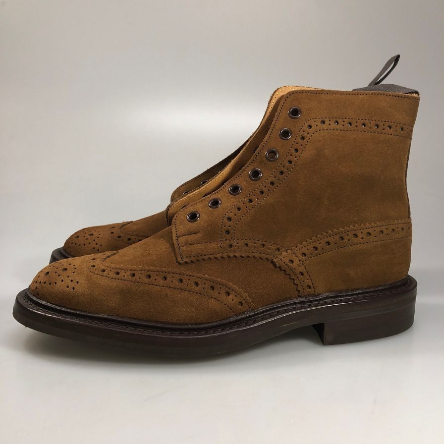 トリッカーズ M2508 ウィングチップ スウェード カントリーブーツ メンズ サイズ 7.5 ブラウン Tricker’ｓ ブーツ 約26.5cm【LA】【中古】