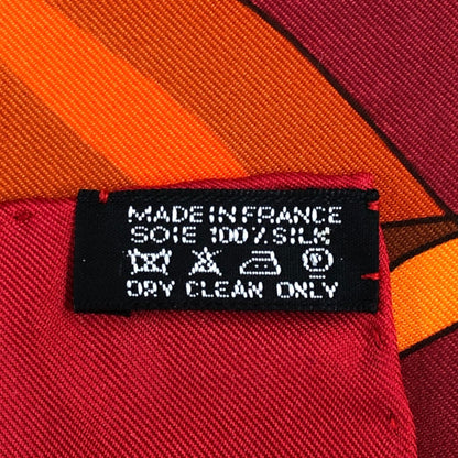 エルメス カレ90 LES FOLIES DU CIEL 大空の狂気 レッド シルク レディース HERMES【AFB53】