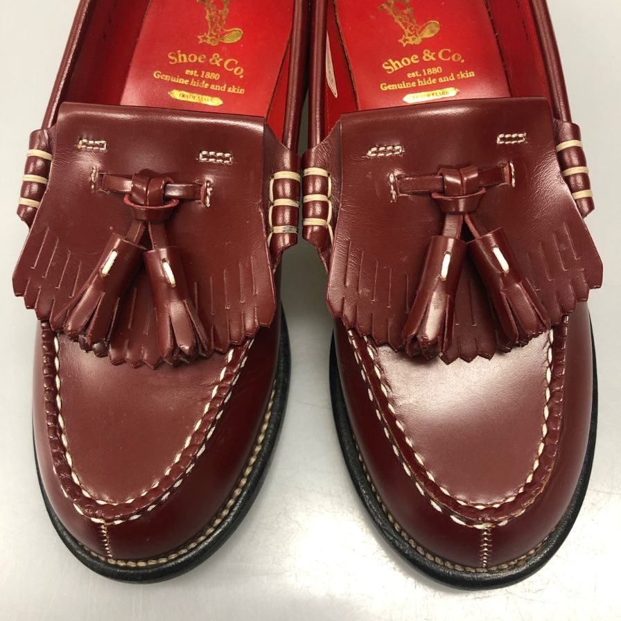 リーガルシューアンドコー タッセルローファー  カーフ レッド サイズ24.5 REGAL shoe＆co 約24.5cm【AFC36】
