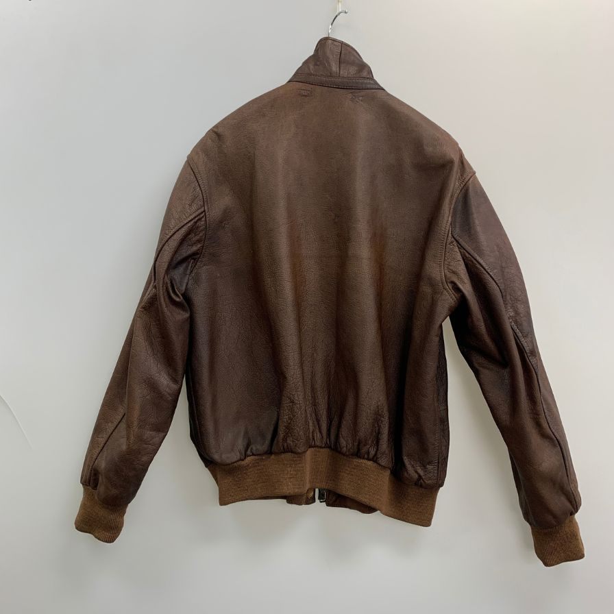 中古◆ウィリス＆ガイガー レザージャケット A-2 TALONジップ MADE IN USA サイズ44 メンズ ブラウン Willis & Geiger,INC 【AFG1】