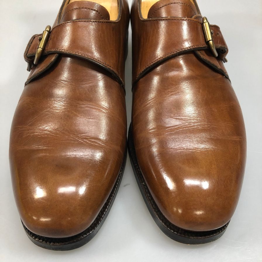ポロ ラルフローレン レザーシューズ シングルモンク ブラウン メンズ サイズ8E POLO RALPH LAUREN 約26.0cm【AFC40】