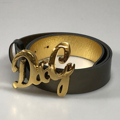 ディー＆ジー ドルチェ＆ガッバーナ レザーベルト エナメル ロゴバックル グレー系×ゴールド D&G DOLCE&GABBANA【AFI23】