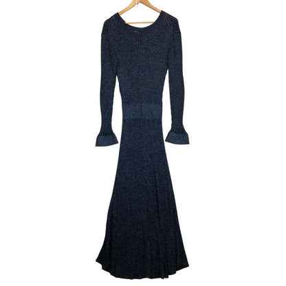 中古■クロエ ワンピース ラメ ニット ロング 長袖 ネイビー レディース サイズM Chloe 【AFB9】