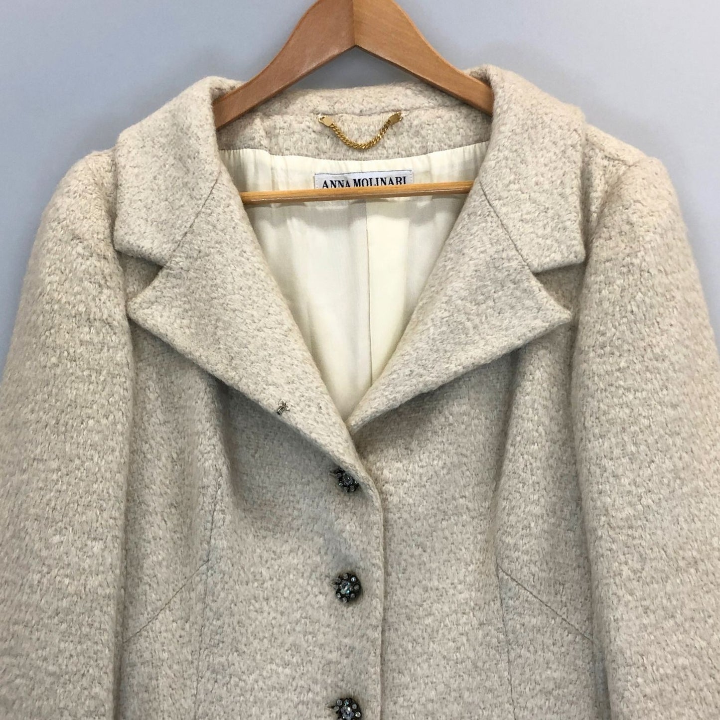 美品◆アンナモリナーリ ウールコート アイボリー系 レディース 40 Anna Molinari 【AFA19】