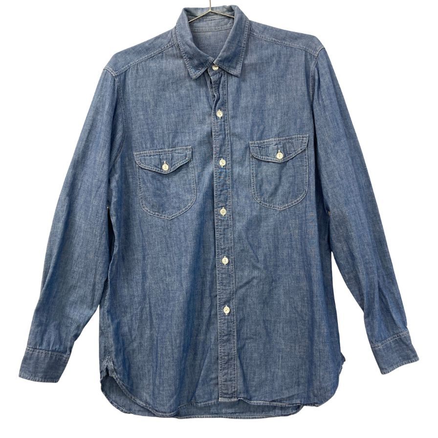 美品◆ブライスランズ×アスコット チャン シャンブレー 長袖シャツ メンズ サイズL ブルー Bryceland's  Ascot Chang 【AFB44】
