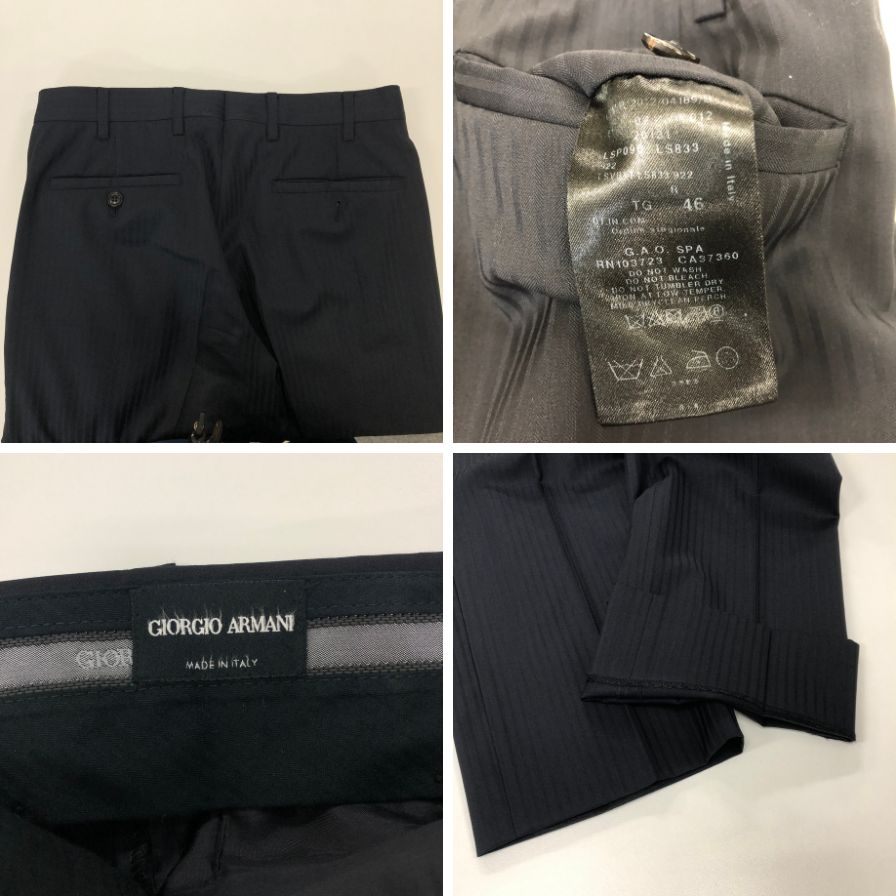 ジョルジオアルマーニ スーツ セットアップ シングル 2B ストライプ ネイビー メンズ サイズ46 GIORGIO ARMANI【AFB48】