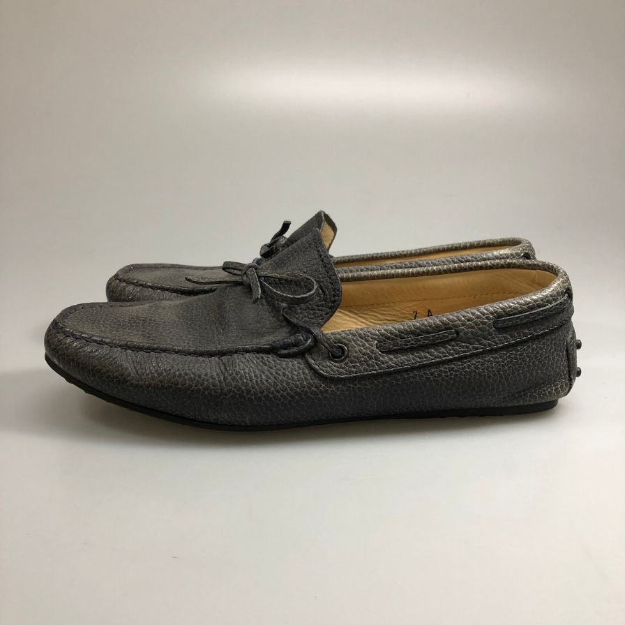 トッズ ドライビングシューズ シボ革 メンズ ネイビー サイズ7 TOD`S 約26.0cm【AFC47】
