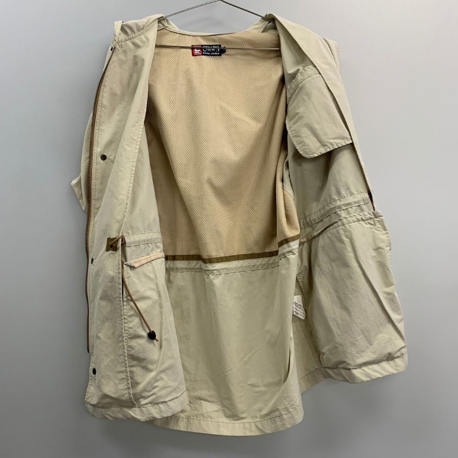 美品◆ポロラルフローレン チャップス ハーフコート 90年代 ナイロン ベージュ メンズ サイズL Polo Ralph Lauren CHAPS 【AFA7】