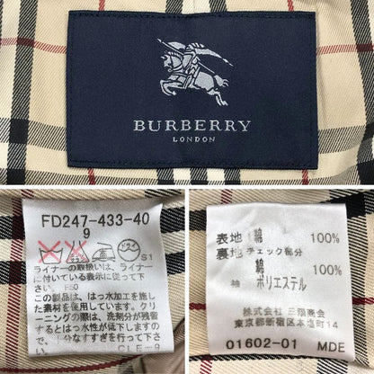 中古◆バーバリー ロンドン トレンチコート コットン ロング丈 ノバチェック FD247-433-40 ベルト ベージュ レディース サイズ9 BURBERRY LONDON 【AFA16】