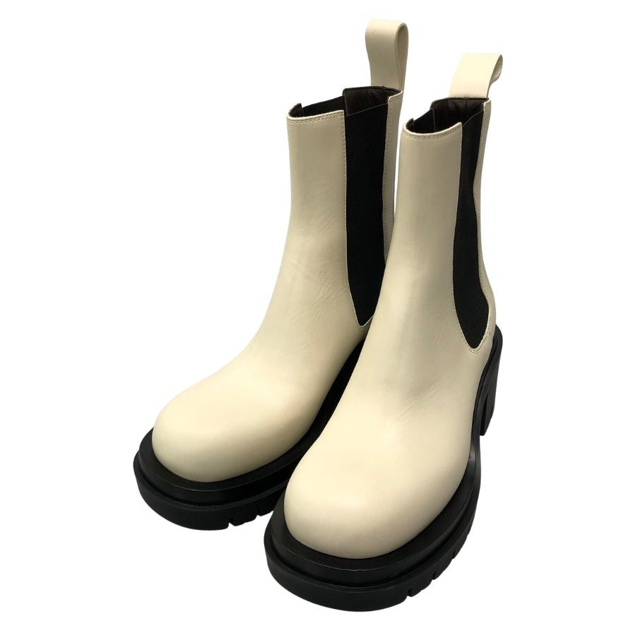 ボッテガヴェネタ ブーツ LUG ANKLE ブラック ホワイト サイズ35 レディース BOTTEGA VENETA 約22.0cm【AFD15-2】