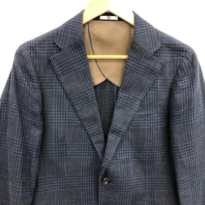 中古◆スーツセレクト リネン テーラードジャケット JSJ1950 ネイビー サイズA5 メンズ チェック コットン SUIT SELECT 【AFB33】