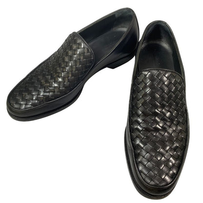 ボッテガヴェネタ スリッポン イントレチャート コブラヴァンプ  カーフ ブラック サイズ42 BOTTEGA VENETA 約27.0cm【AFC7】