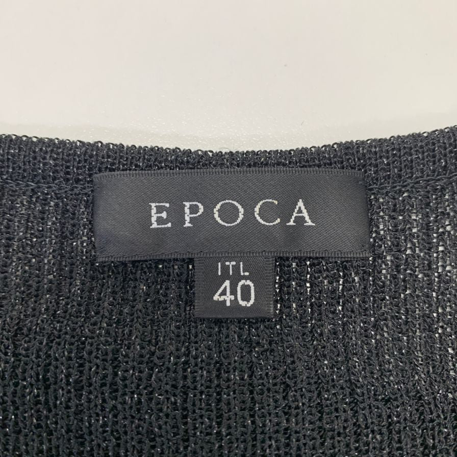 美品◆エポカ ラメレース ニットシャツ レディース サイズ40 ブラック EPOCA 【AFB36】