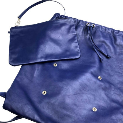 エムエムシックス マルタンマルジェラ レザー ナップサック S41WA0003 ネイビー 牛革 巾着 バッグ MM6 Maison Margiela【AFE6】