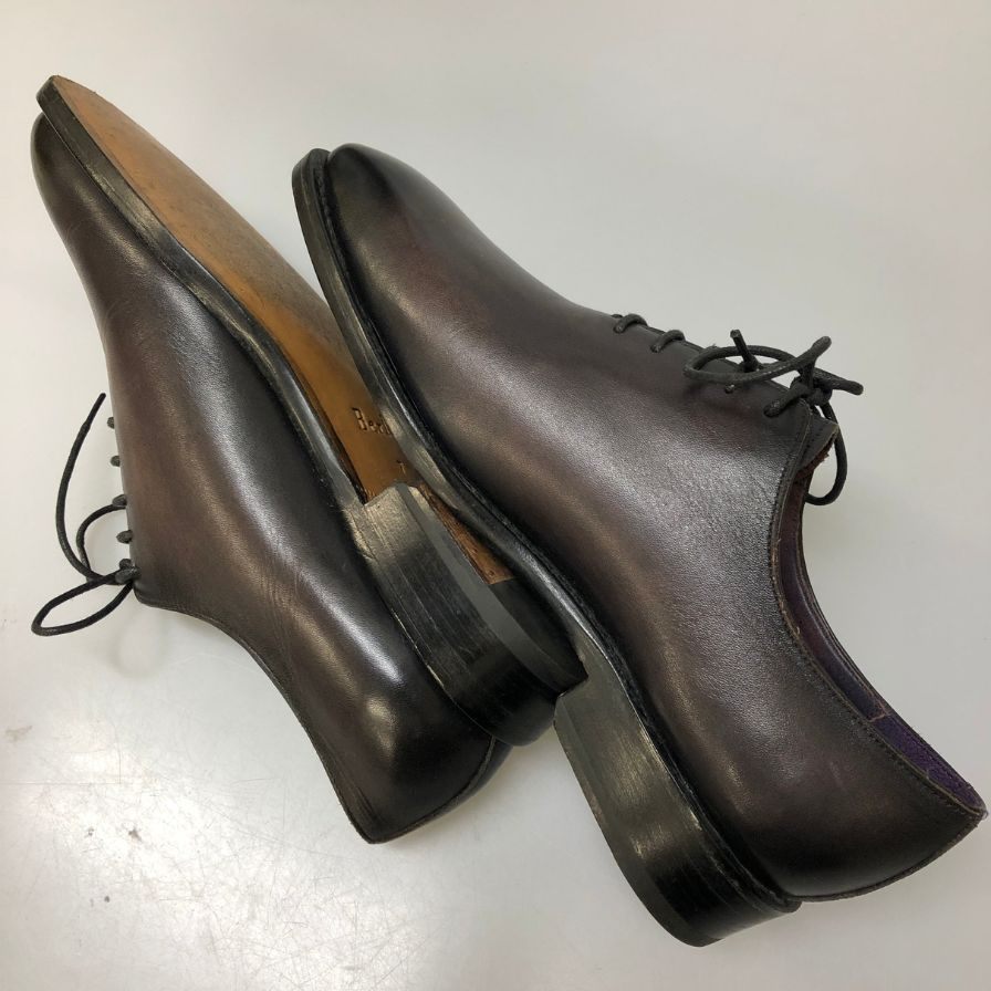 ベルルッティ カーフ レザーシューズ カリグラフィ切替 スクリット シュプリームハンドメイド メンズ サイズ7 パープル系 Berluti SUPREME HAND MADE 約25.5cm【AFC36】