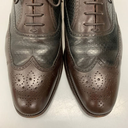 スコッチグレイン レザーシューズ 405 ウイングチップ 編み込 ブラックブラウンコンビ サイズ26 SCOTCH GRAIN 約26.0cm【AFC6】