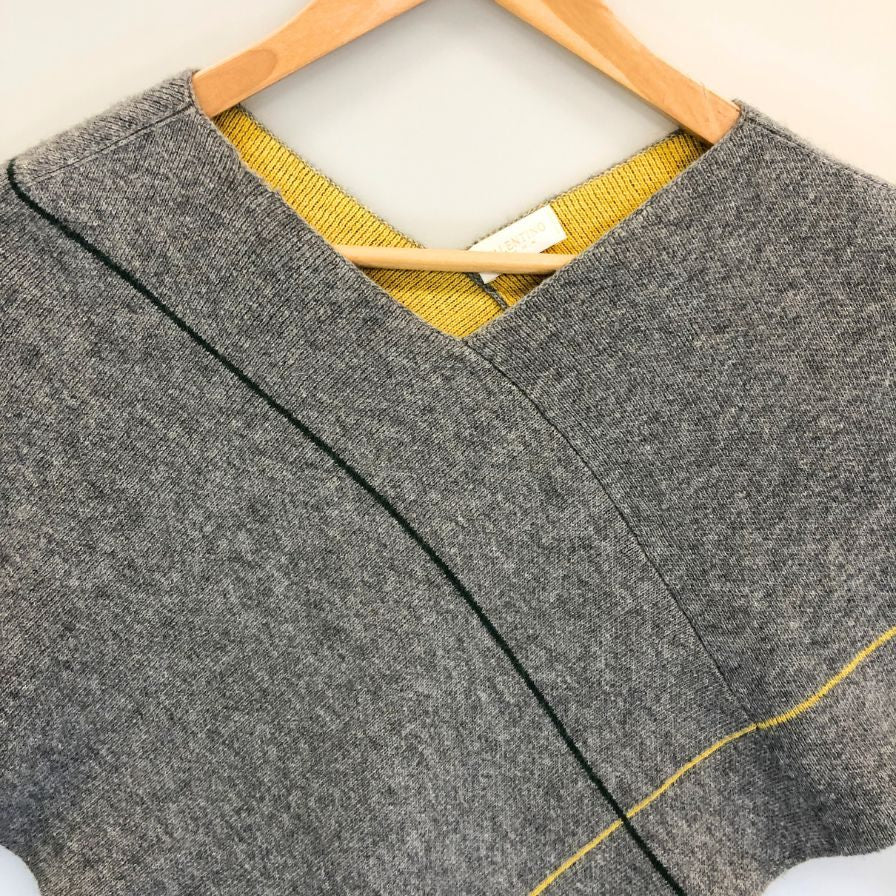 極美品◆ヴァレンティノ ウール ポンチョ カシミア混 レディース グレー サイズ40 VARENTINO 【AFI21】