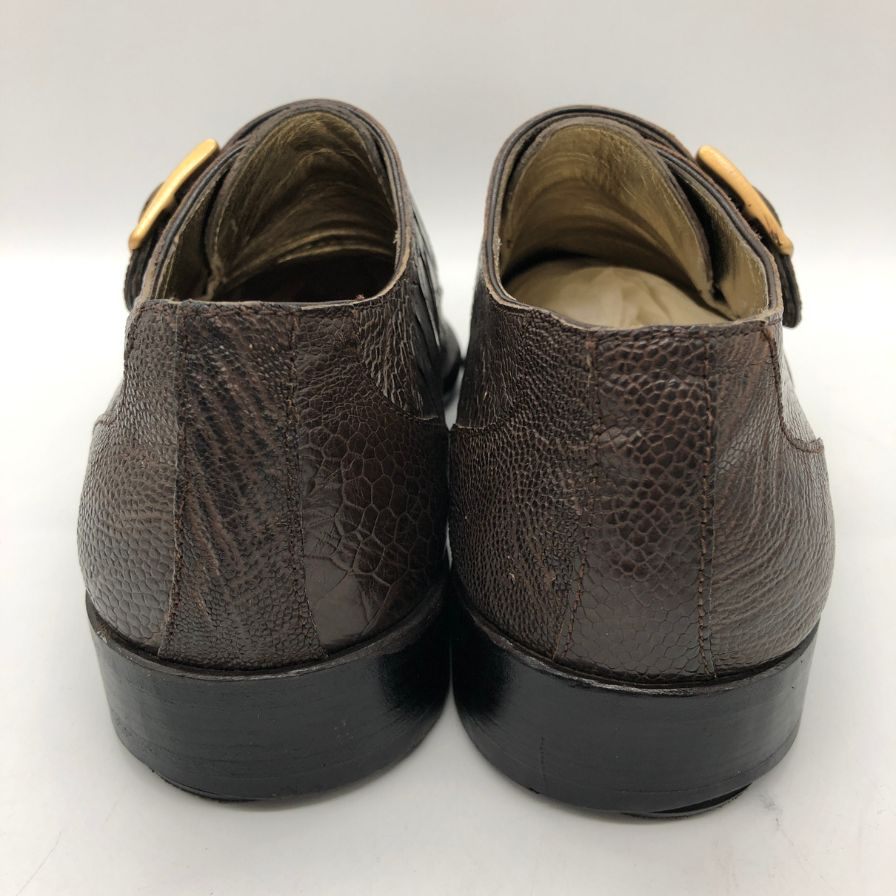 アラウンド ザ シューズ シングルモンク オーストリッチレッグ メンズ ブラウン サイズ40 around the shose 約25.0cm【PTM3】