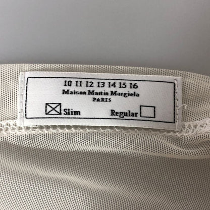 中古◆メゾンマルジェラ カットソー シアー 刺繍 長袖 メッシュ 透け スリム 10 ホワイト メンズ Maison Margiela 【AFB41】