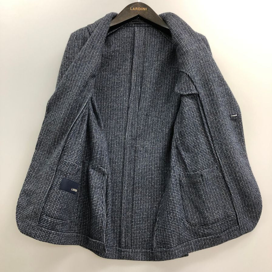 美品◆ラルディーニ ジャケット 3-B シングル ニット調  メンズ  ブルー系 サイズ 42 LARDINI 【AFA22】