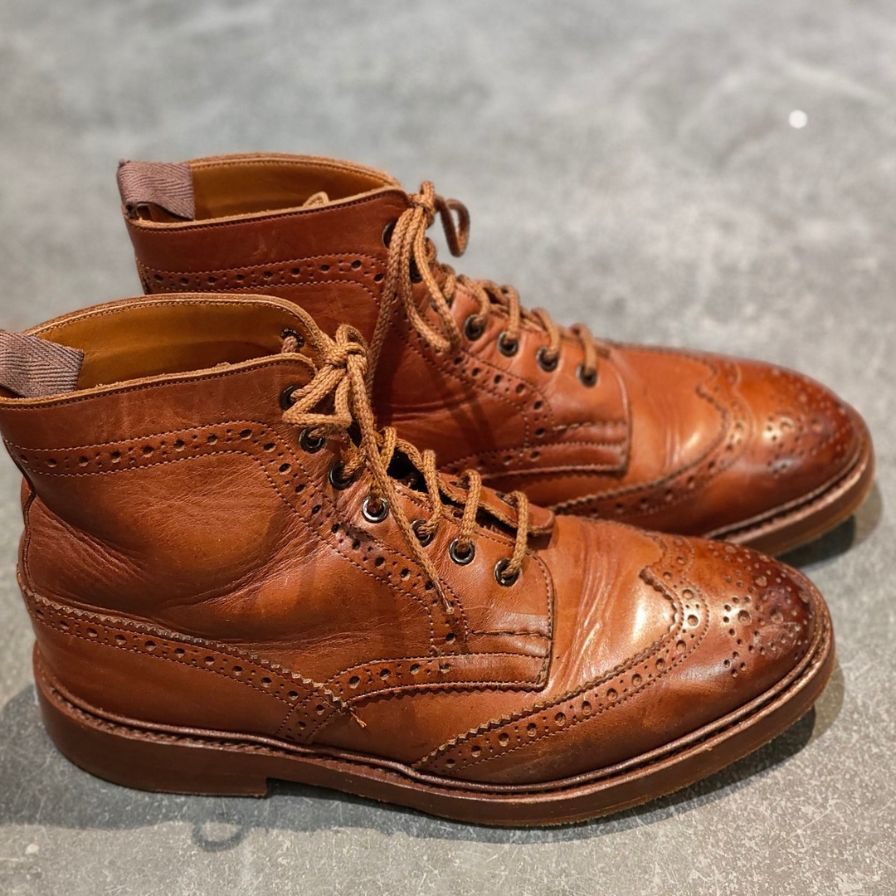 トリッカーズ カントリーブーツ SHIPS別注 2508 ウィングチップ カーフ レザー メンズ サイズ UK8 ブラウン Tricker’ｓ ブーツ 約26.5cm【LA】【中古】