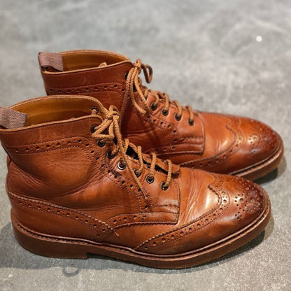 トリッカーズ カントリーブーツ SHIPS別注 2508 ウィングチップ カーフ レザー メンズ サイズ UK8 ブラウン Tricker’ｓ ブーツ 約26.5cm【LA】【中古】