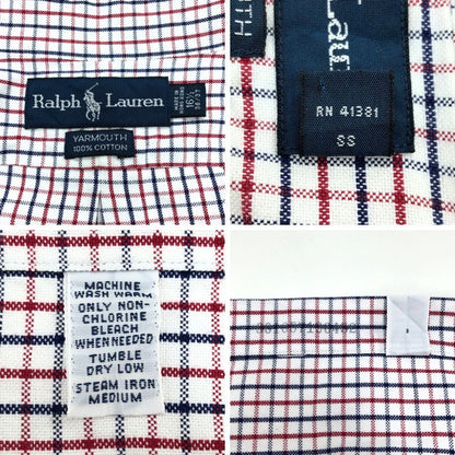 美品◆ラルフローレン 長袖シャツ ボタンダウン 胸刺繍  チェック メンズ サイズ16 1/2 RALPH LAUREN 【AFB17】