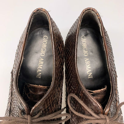 ジョルジオアルマーニ レザーシューズ 404 パイソン ブラウン サイズ39.5 メンズ GIORGIO ARMANI 約24.5cm【AFC33】
